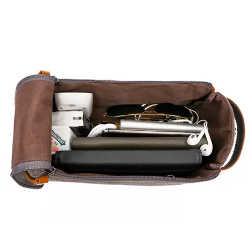 Men’s Canvas and Leather Toiletry Bag – Durable, Stylish Travel Organizer for Grooming Essentials